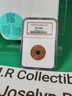 1952H British West Africa 1/2 Penny - NGC MS 65 RD - Stunning Full Red Luster!